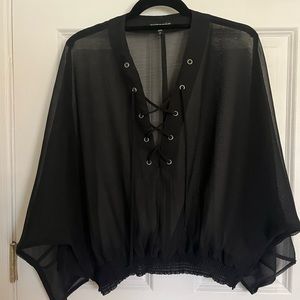Express sheer lace up top